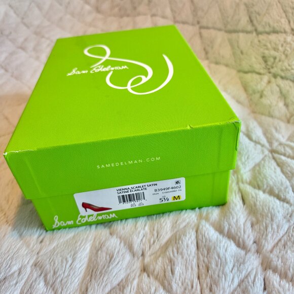 Sam Edelman Kitten Pump Shoes - Satin Red- Size 5.5 - Picture 12 of 15